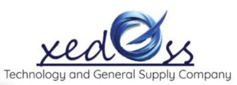 Logo of xedoss Technology and General Supply Company with a blue wave design on a white background.